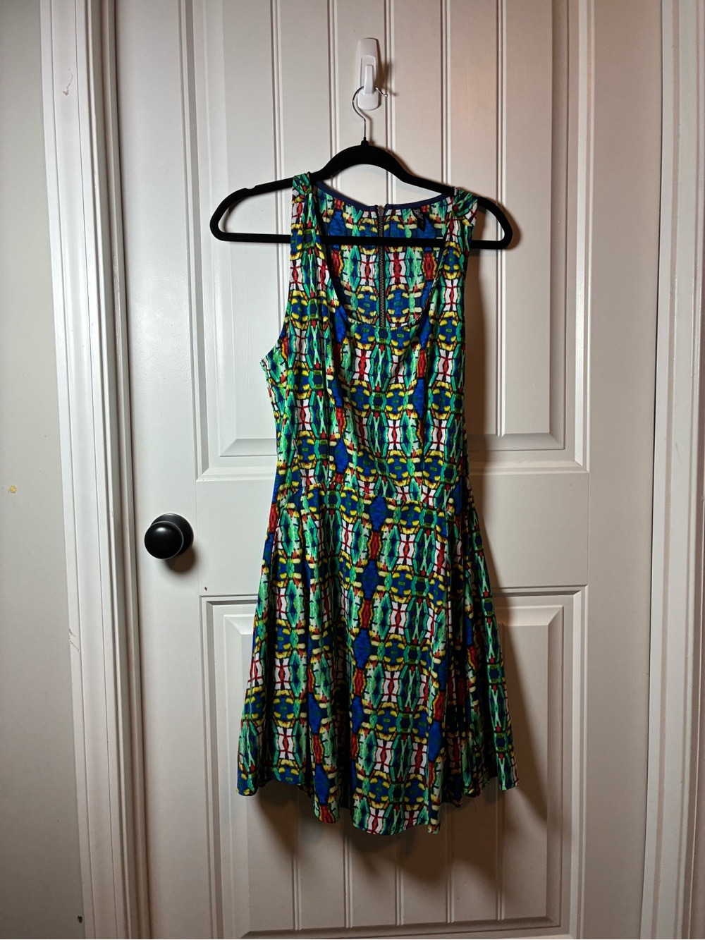BeBop Blue & Green Geometric Sleeveless Mini Dress